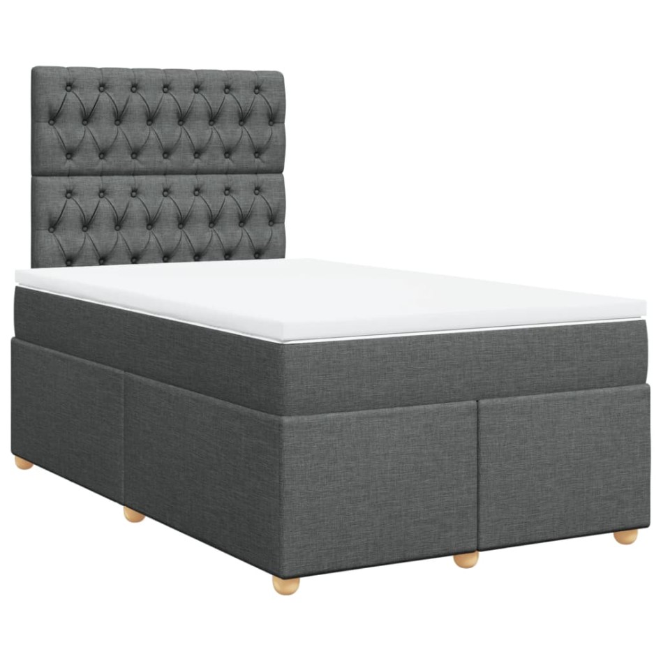 Cama box spring con colchón tela gris oscuro 120x200