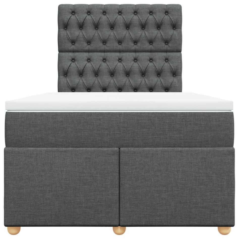 Cama box spring con colchón tela gris oscuro 120x200