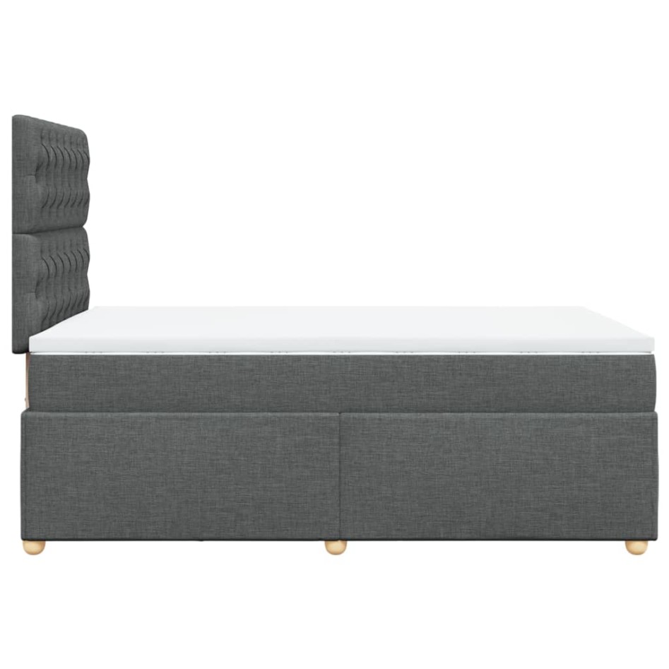 Cama box spring con colchón tela gris oscuro 120x200
