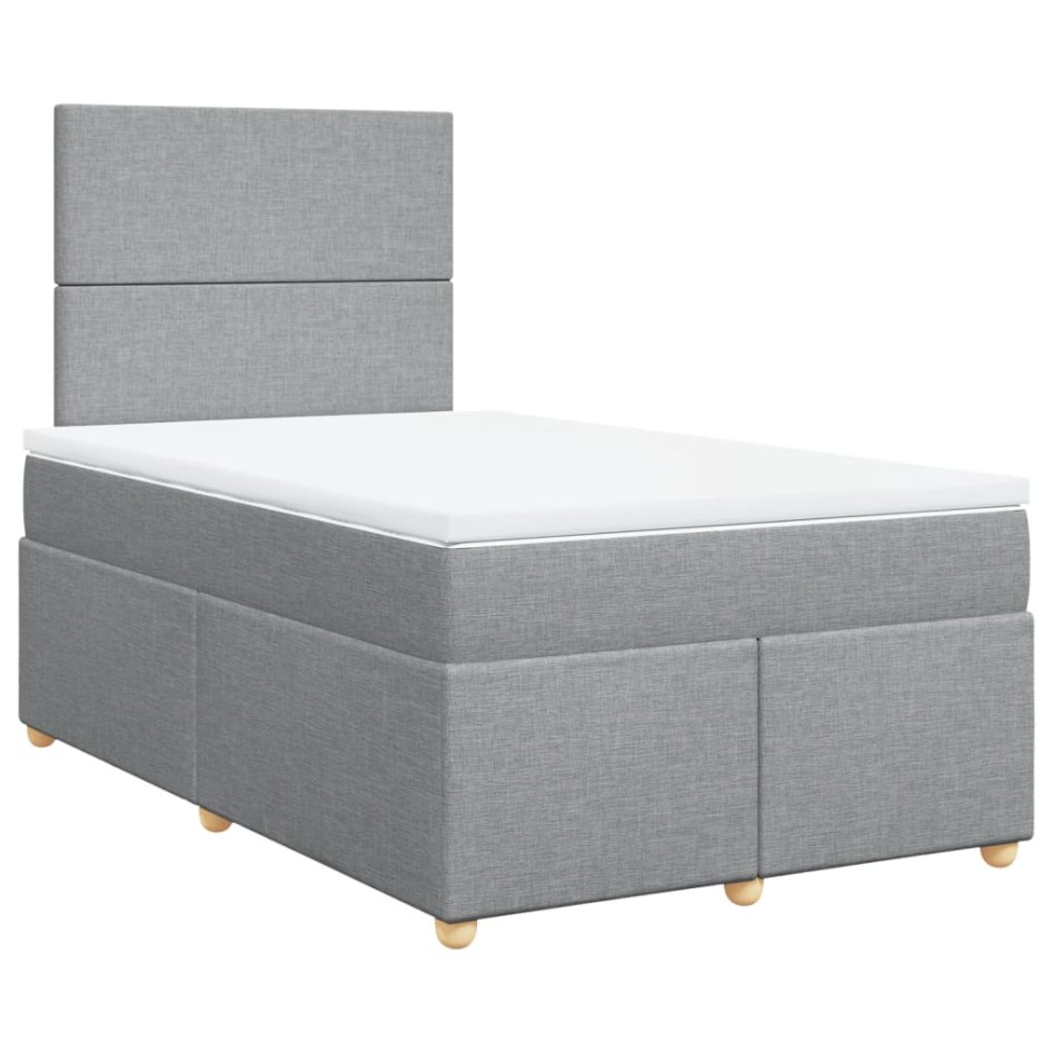 Cama box spring con colchón tela gris claro 120x200