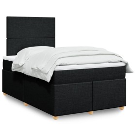 Cama box spring con colchón tela negro 120x200