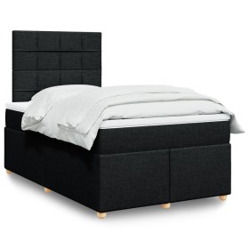 Cama box spring con colchón tela negro 120x200