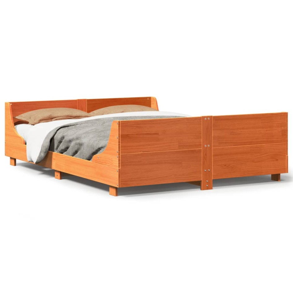 Estructura de cama sin colchón madera maciza marrón 120x190