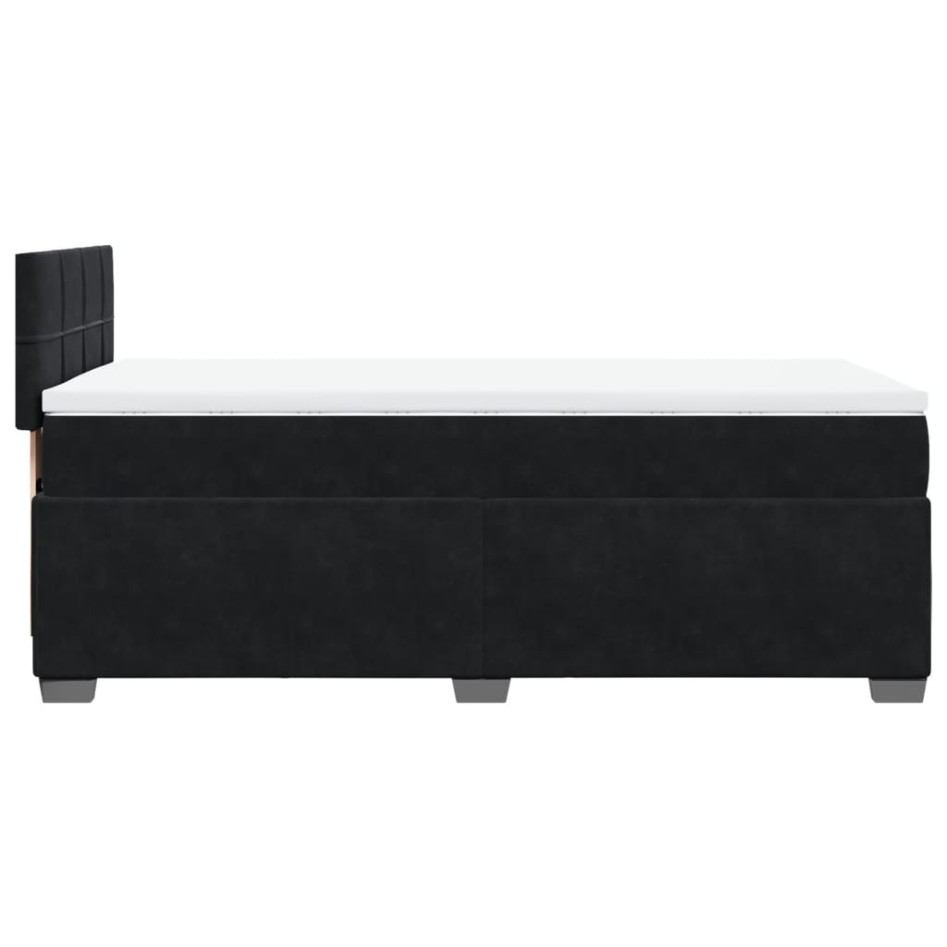Cama box spring con colchón terciopelo negro 90x200