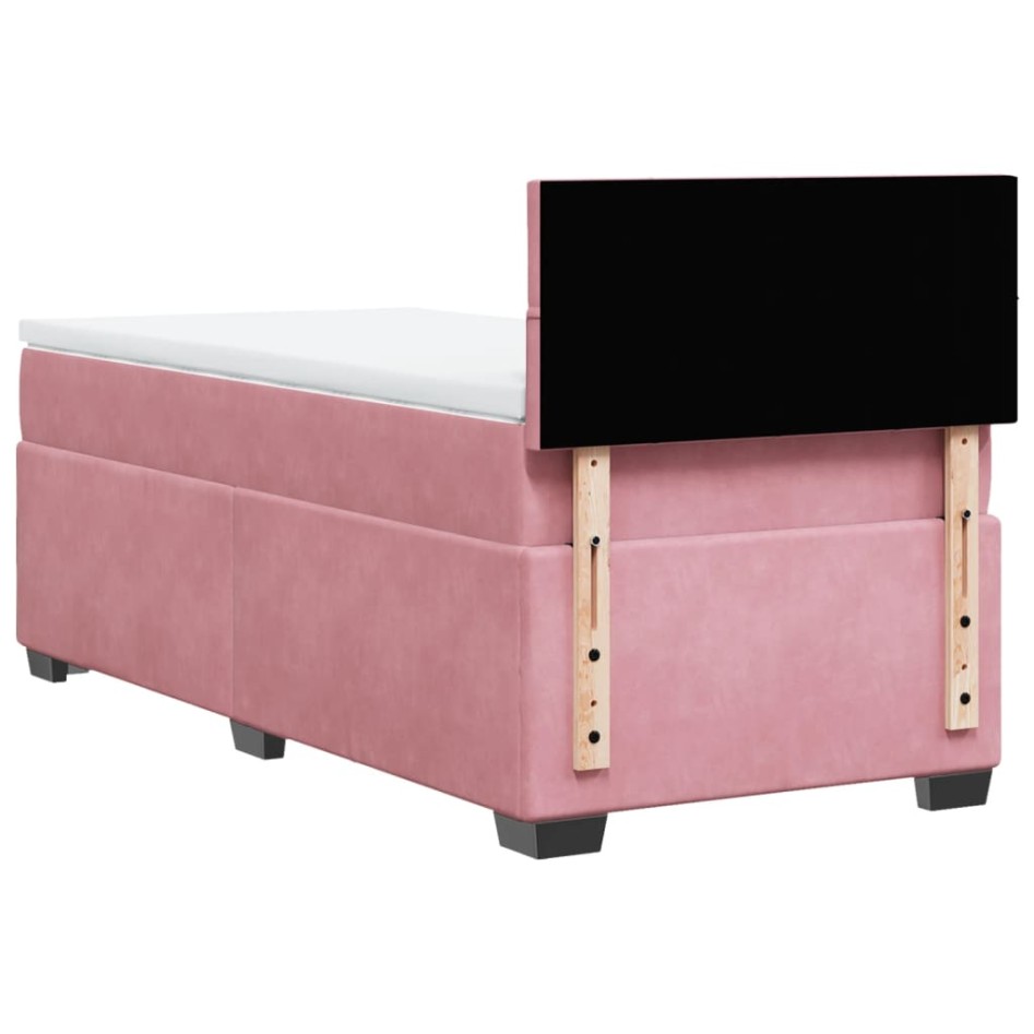 Cama box spring con colchón terciopelo rosa 100x200