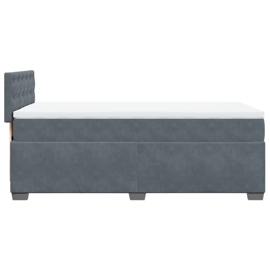 Cama box spring con colchón terciopelo gris oscuro 100x200