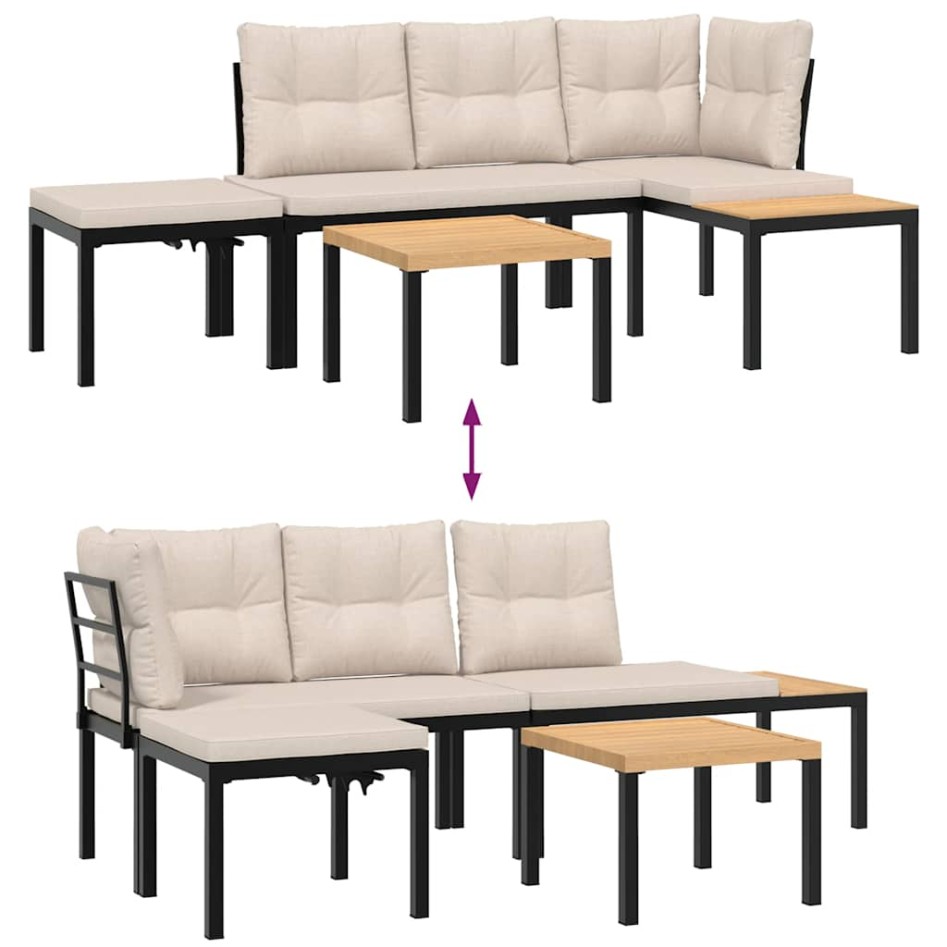 Bancos de jardín cojines 4 pzas acero recubrimiento polvo