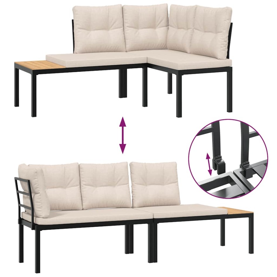 Bancos de jardín cojines 4 pzas acero recubrimiento polvo