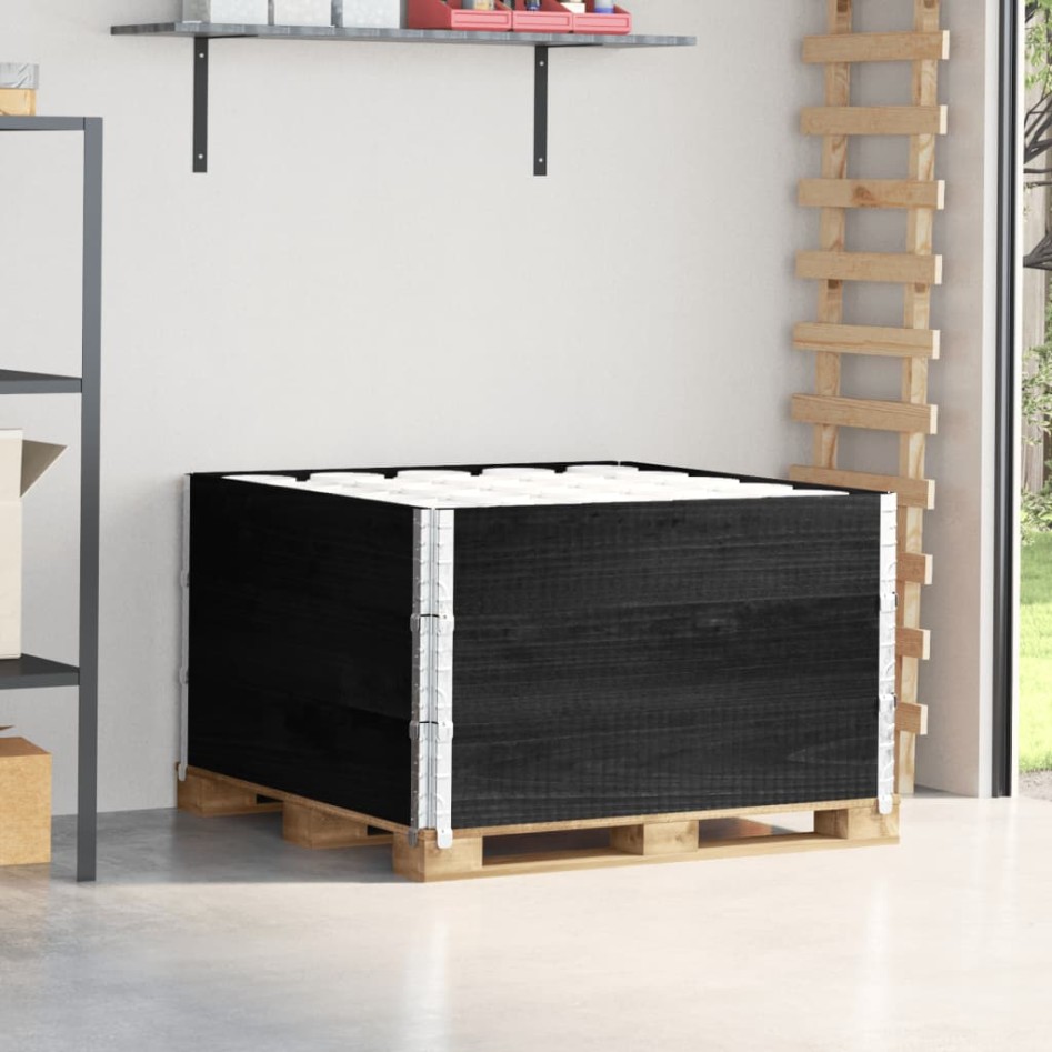 Collares de palets 3 uds madera maciza de pino negro 100x100