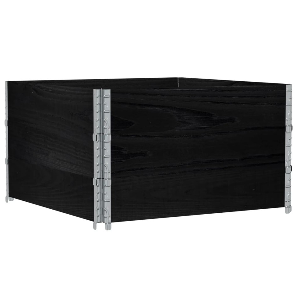 Collares de palets 3 uds madera maciza de pino negro 100x100