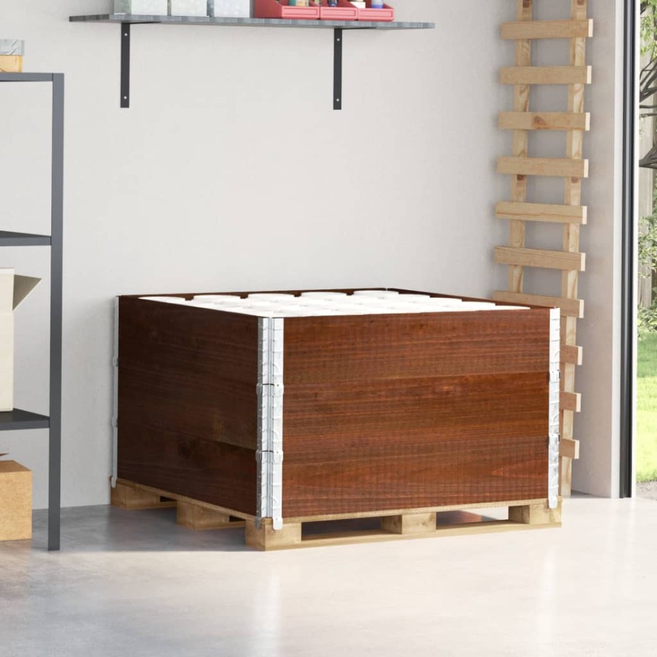 Collares de palets 3 uds madera maciza pino marrón 100x100