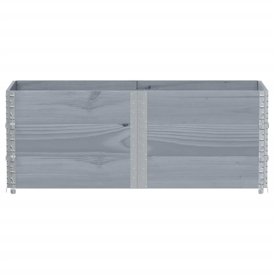 Collares de palets 3 uds madera maciza de pino gris 150x50