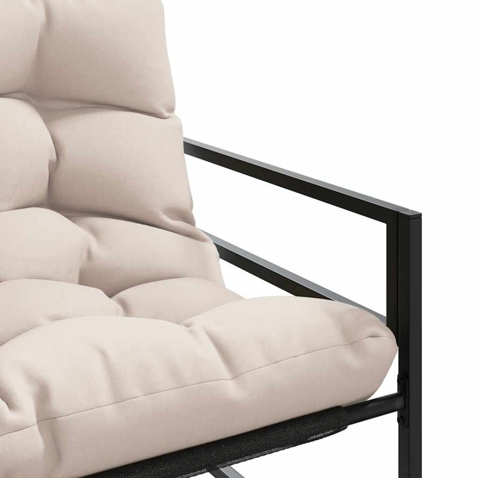 Banco de jardín con cojín acero taupe 113