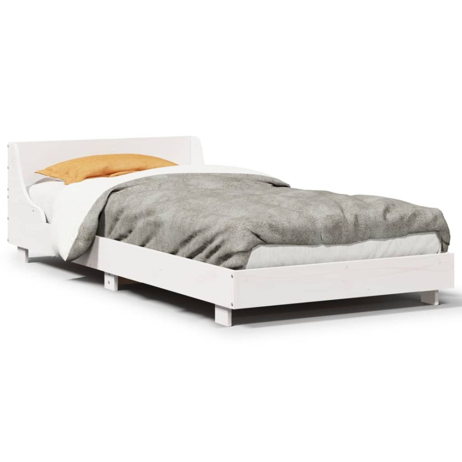 Estructura de cama sin colchón madera maciza blanca 75x190