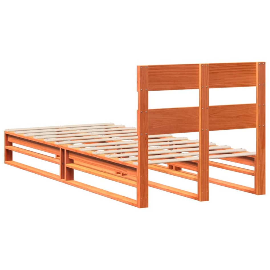 Estructura de cama sin colchón madera maciza marrón 75x190