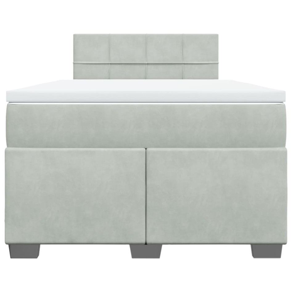 Cama box spring con colchón terciopelo gris claro 120x190
