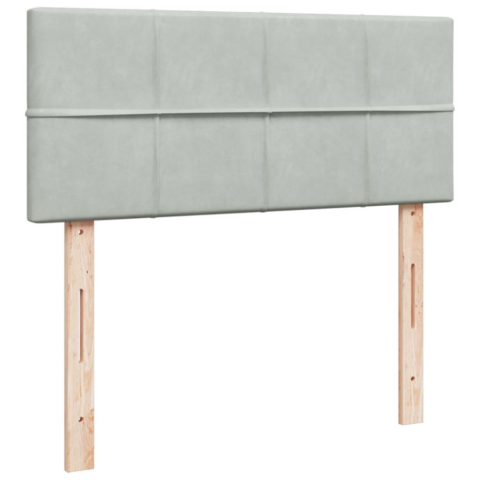 Cama box spring con colchón terciopelo gris claro 120x190