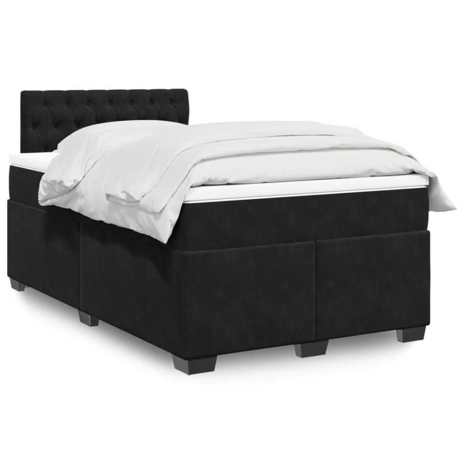 Cama box spring con colchón terciopelo negro 120x190