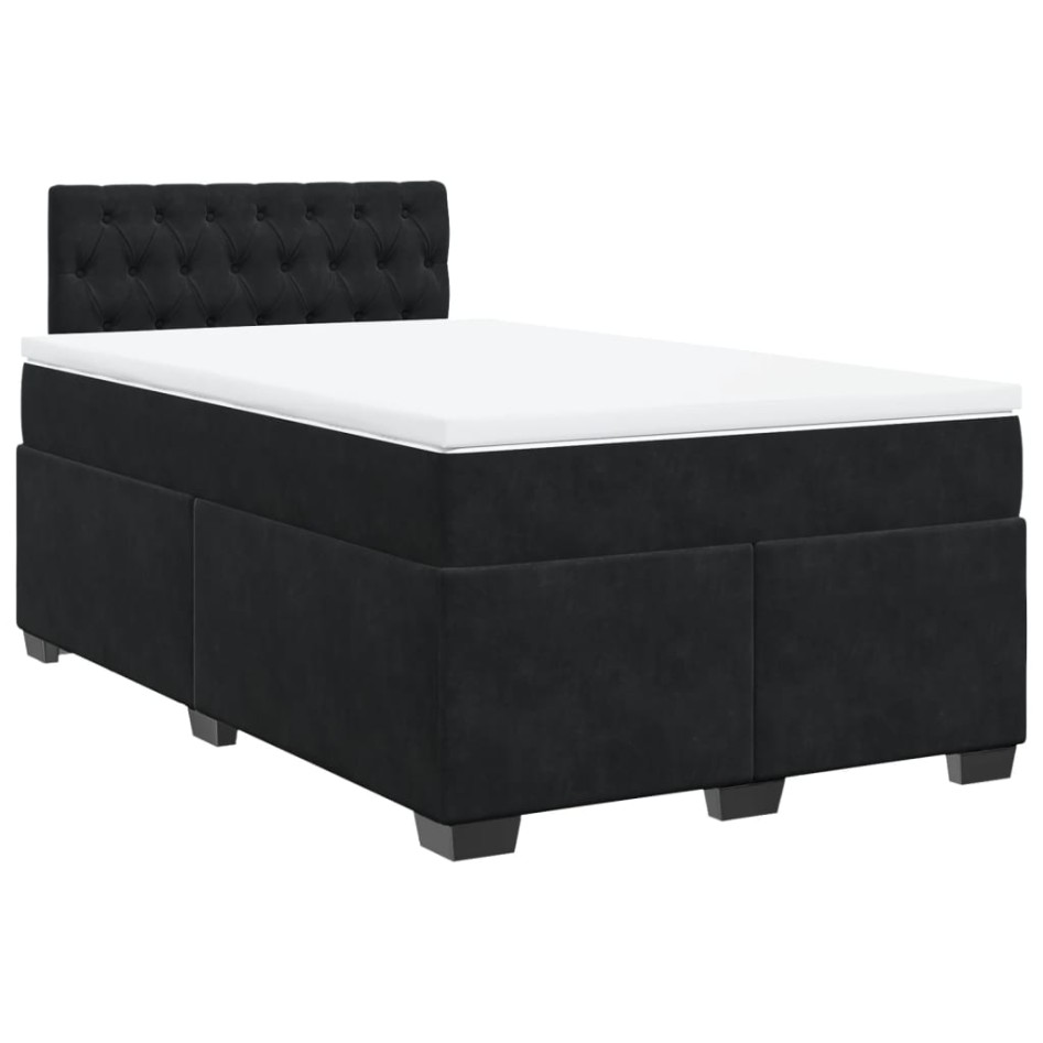 Cama box spring con colchón terciopelo negro 120x190