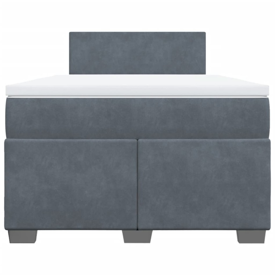 Cama box spring con colchón terciopelo gris oscuro 120x190