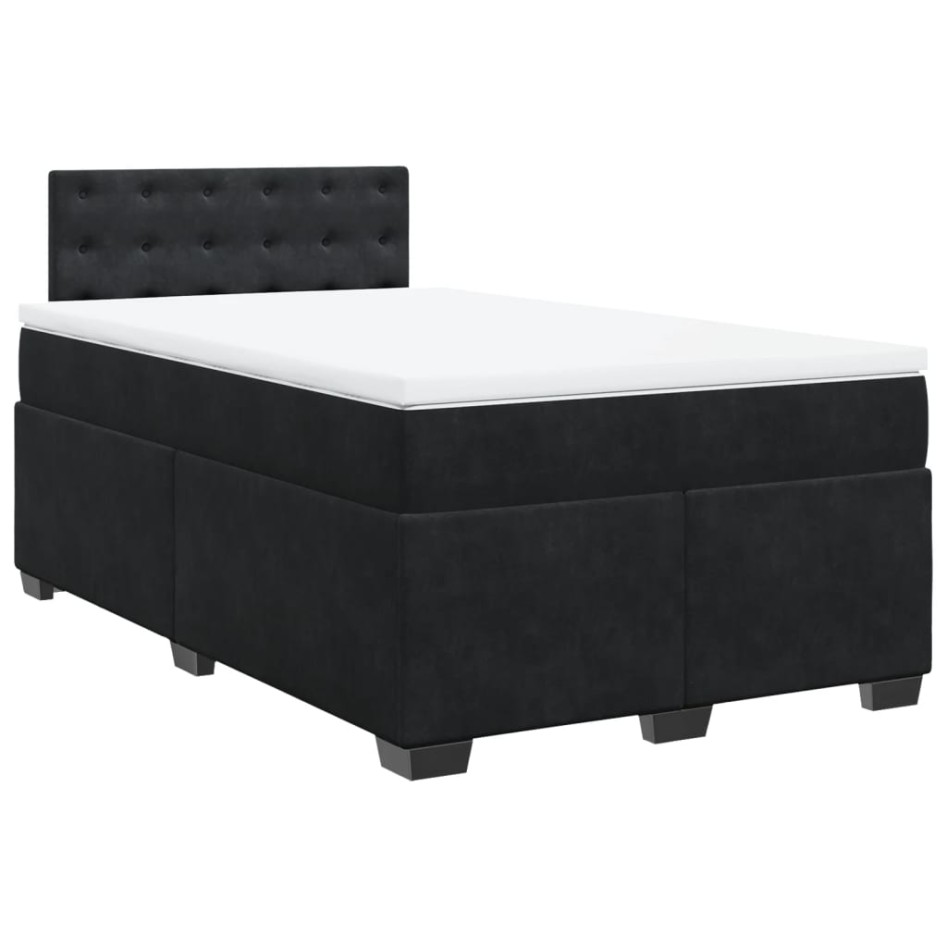 Cama box spring con colchón terciopelo negro 120x190
