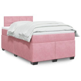 Cama box spring con colchón terciopelo rosa 120x200