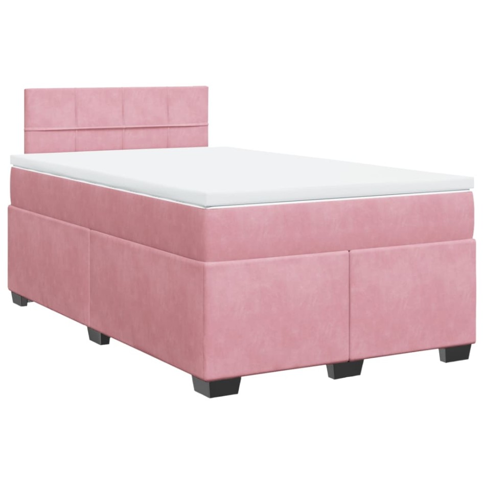 Cama box spring con colchón terciopelo rosa 120x200