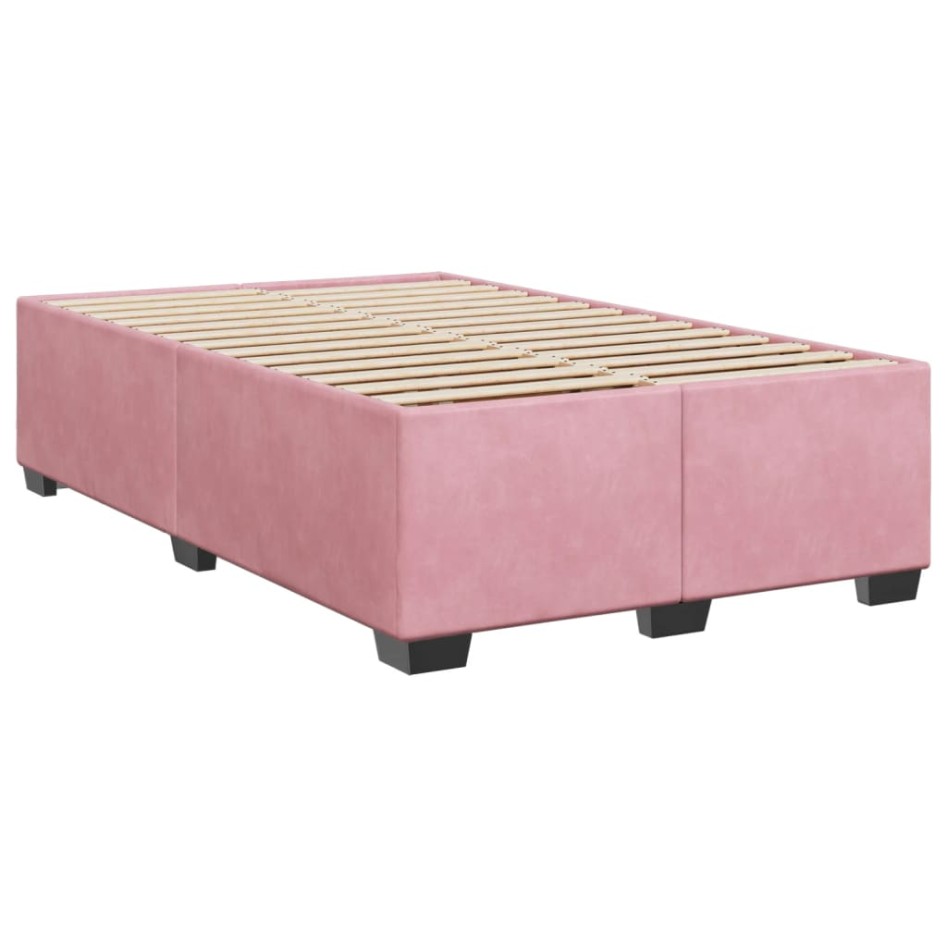 Cama box spring con colchón terciopelo rosa 120x200