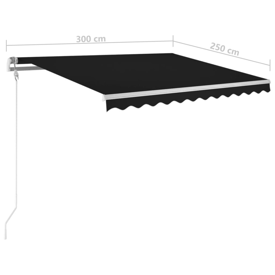 Toldo automático LED sensor de viento gris antracita 300x250