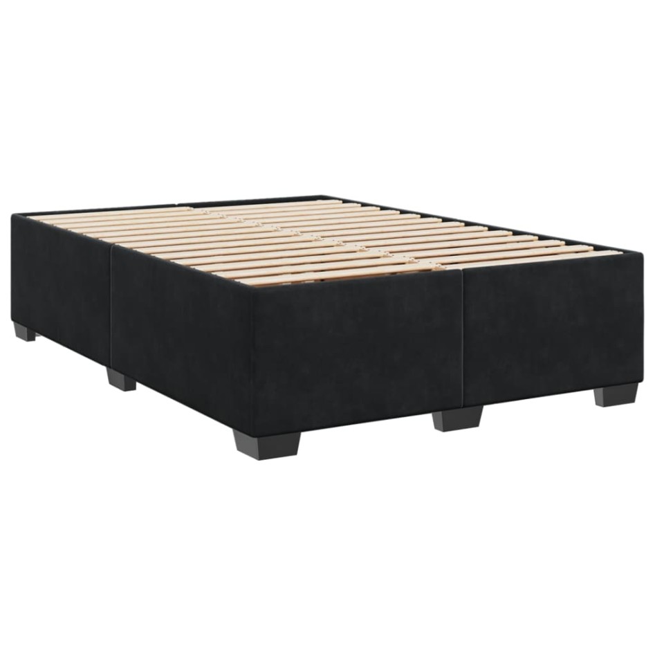 Cama box spring con colchón terciopelo negro 140x190