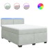 Cama box spring con colchón terciopelo gris claro 160x200