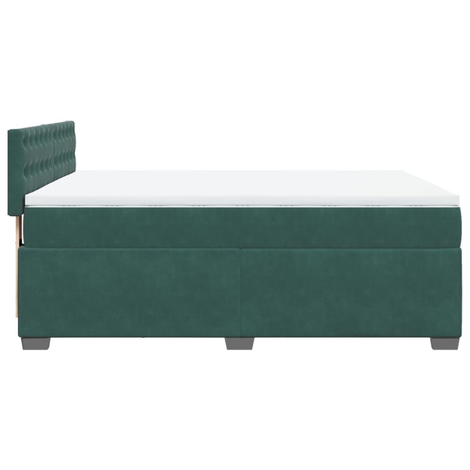 Cama box spring con colchón terciopelo verde oscuro 160x200