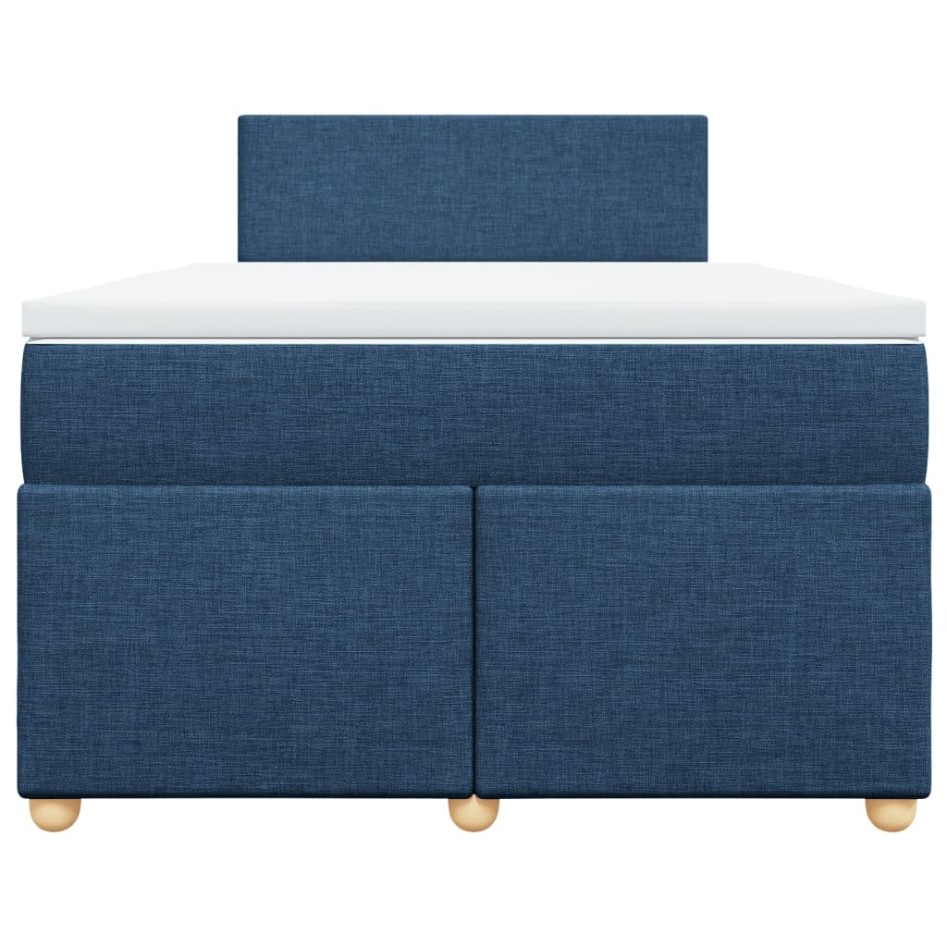 Cama box spring con colchón tela azul 120x190