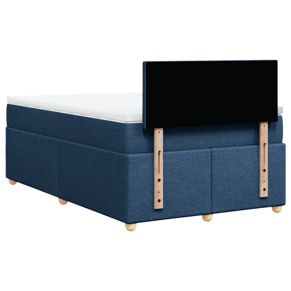 Cama box spring con colchón tela azul 120x190