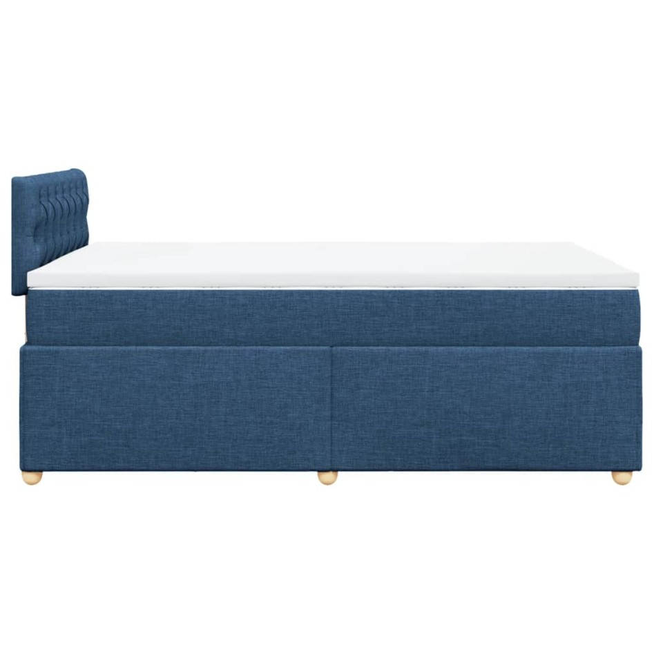 Cama box spring con colchón tela azul 120x190