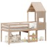 Cama alta con techo madera maciza de pino 90x190