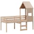 Cama alta con techo madera maciza de pino 90x190