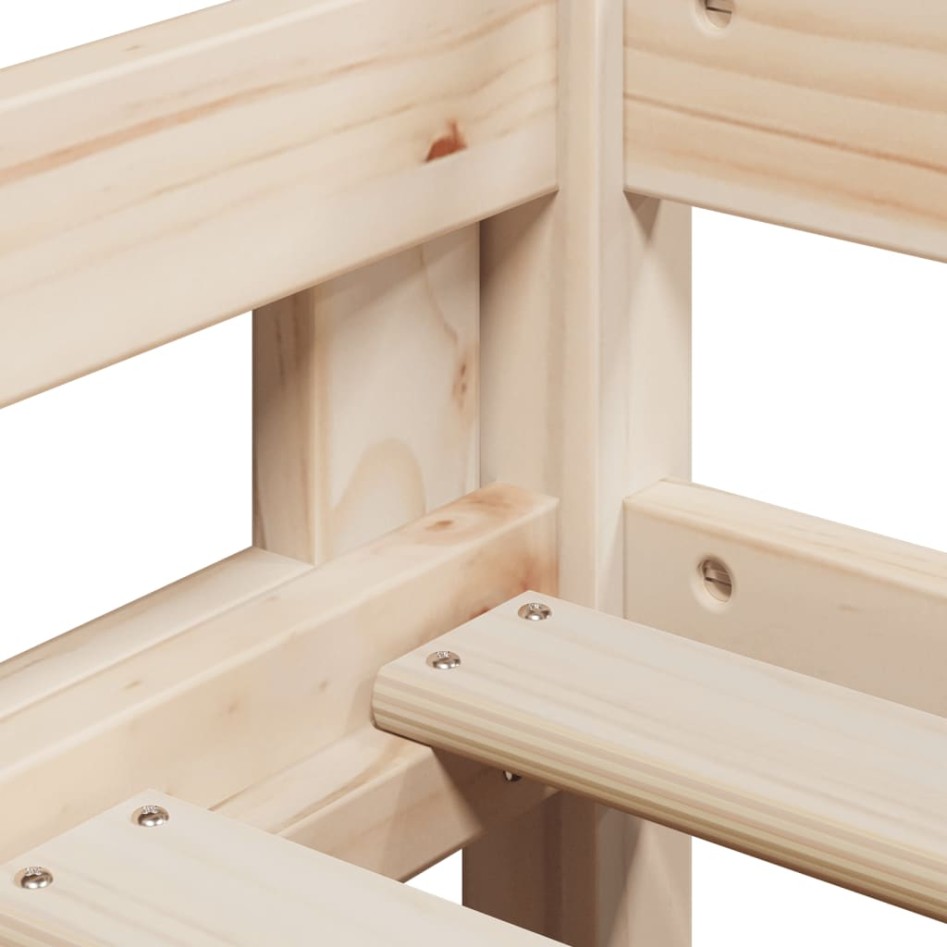 Cama alta con techo madera maciza de pino 90x190