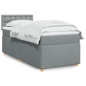 Cama box spring con colchón tela gris claro 90x190