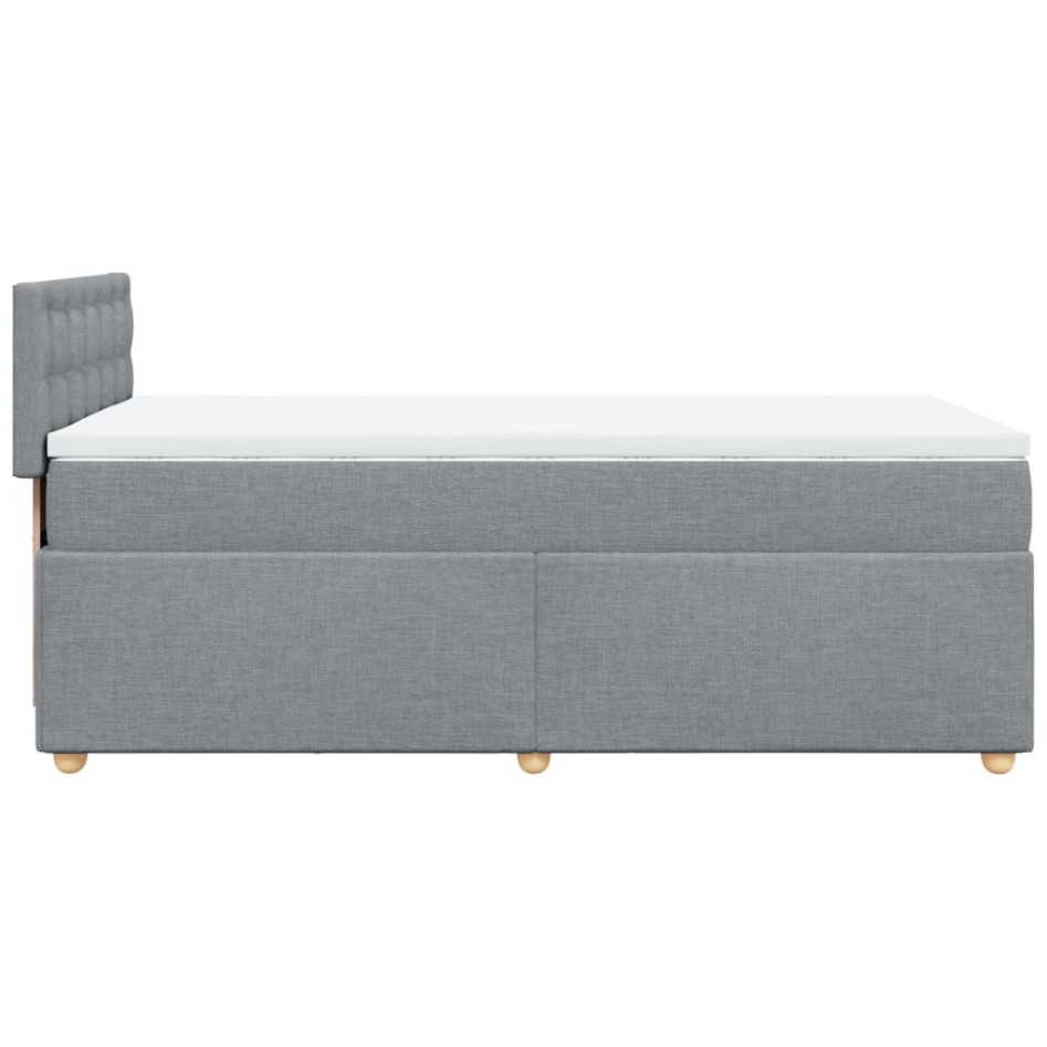 Cama box spring con colchón tela gris claro 90x190