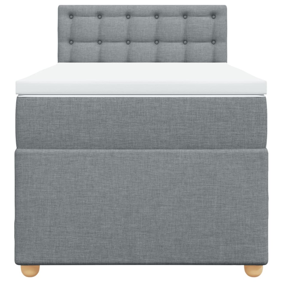 Cama box spring con colchón tela gris claro 90x200