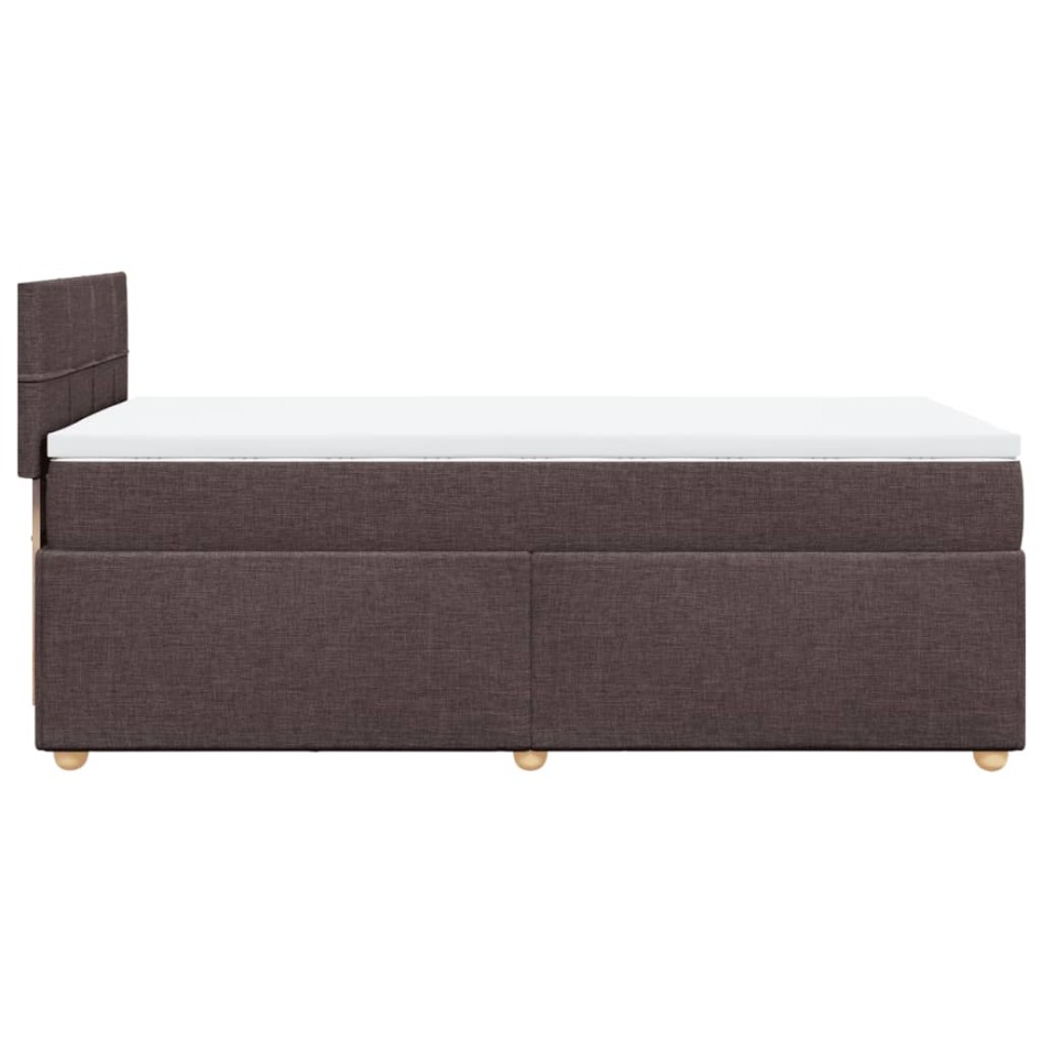 Cama box spring con colchón tela marrón oscuro 100x200