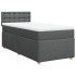 Cama box spring con colchón tela gris oscuro 100x200