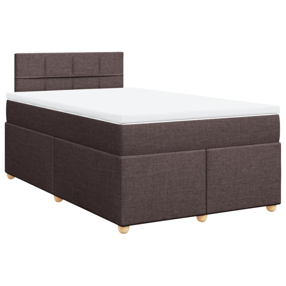 Cama box spring con colchón tela marrón oscuro 120x200