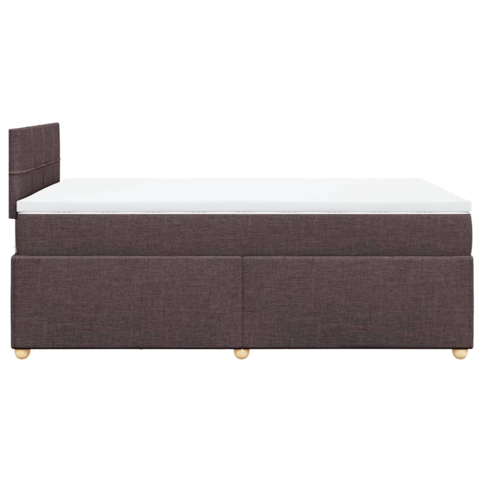Cama box spring con colchón tela marrón oscuro 120x200