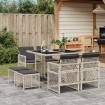 Set comedor de jardín 9 pzas cojines ratán sintético gris claro