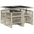 Set comedor de jardín 9 pzas cojines ratán sintético gris