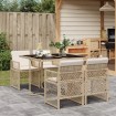 Set comedor de jardín 5 pzas con cojines ratán sintético beige