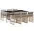 Set comedor de jardín 7 pzas con cojines ratán sintético