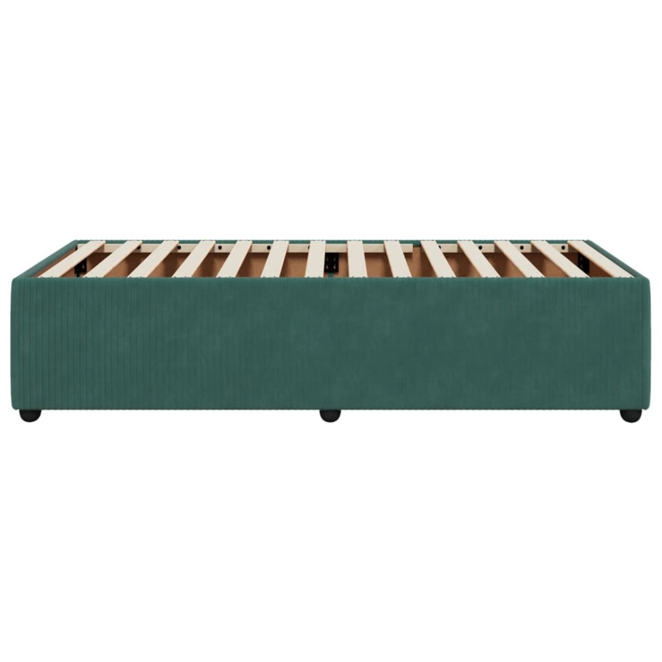 Estructura de cama sin colchón terciopelo verde oscuro